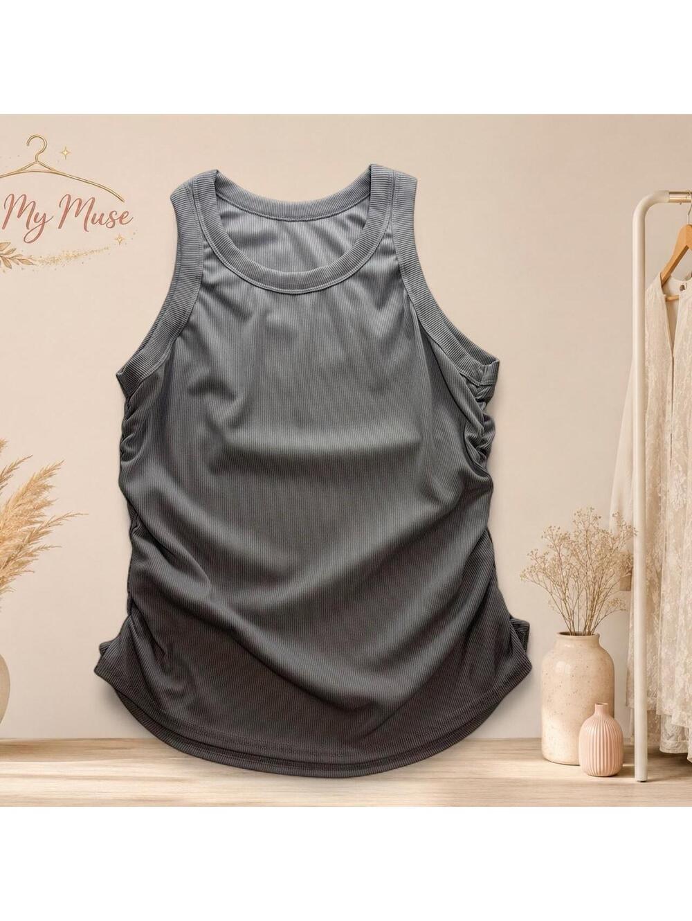 Women's Grey and Blue Vests-tanks-cami